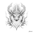 A mythical creature made up of different animal parts engaged in a car race tattoo design idea