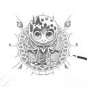 flapjack praying tattoo design idea