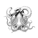 Albatross with octopus tattoo design idea