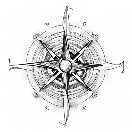 viking compass with ravens with tree tattoo design idea