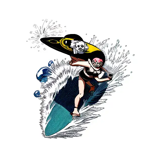 skull surfboard water  tattoo design idea