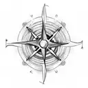 viking compass with ravens with tree tattoo design idea