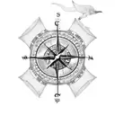 viking compass with ravens with tree tattoo design idea