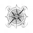 viking compass with ravens with tree tattoo design idea