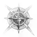 viking compass with ravens with tree tattoo design idea