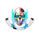 skull paddle water surfboard  tattoo design idea