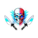 skull paddle water surfboard  tattoo design idea