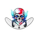 skull paddle water surfboard  tattoo design idea