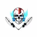 skull paddle water surfboard  tattoo design idea