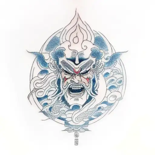 thunder god raijin tattoo design idea