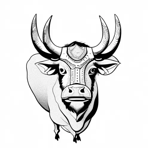 Powerful Huge Buffalo Horns Drawn Ink Freehand Sketch Tattoo Stock Vector  by ©evgo1977 315349388