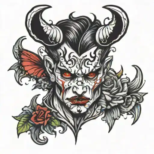 half devil half angel face tattoo tattoo design idea