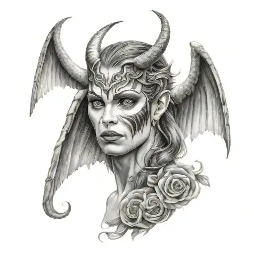 half devil half angel face  tattoo design idea