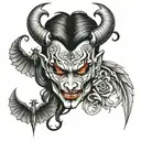 half devil half angel face tattoo tattoo design idea