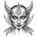 half devil half angel face  tattoo design idea
