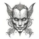 half devil half angel face  tattoo design idea