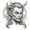 half devil half angel face  tattoo design idea