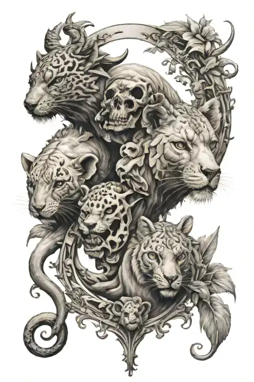 7 deadly sins in animal form tattoo design idea
