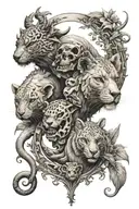 7 deadly sins in animal form tattoo design idea