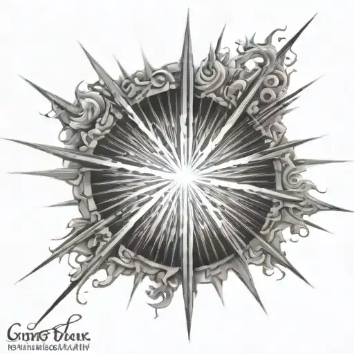 light rays shining 2004 written tattoo design idea