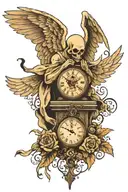 angel of death with clock tattoo design idea