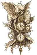 angel of death with clock tattoo design idea