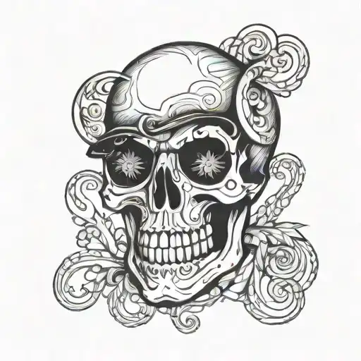 skull candy skull monocle tattoo design idea