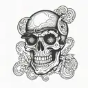 skull candy skull monocle tattoo design idea