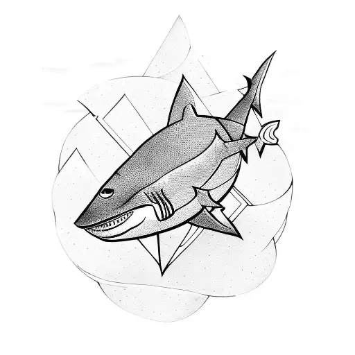 A geometric shark design incorporating elements of Crossfit and boxing tattoo design idea