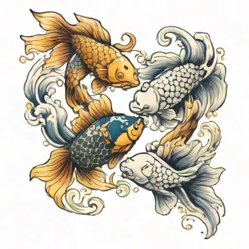 yin yang koi fish tattoo design idea