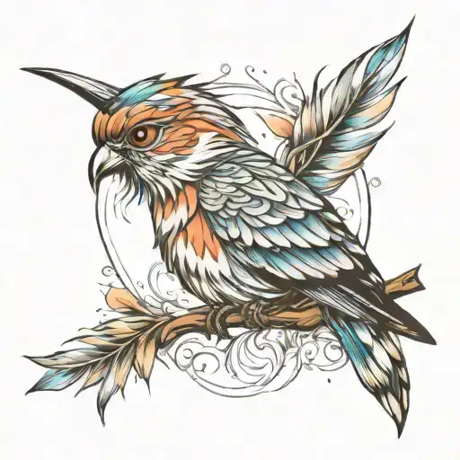 birds, feathers, power, sensuality tattoo design idea