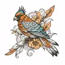 birds, feathers, power, sensuality tattoo design idea
