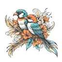 birds, feathers, power, sensuality tattoo design idea