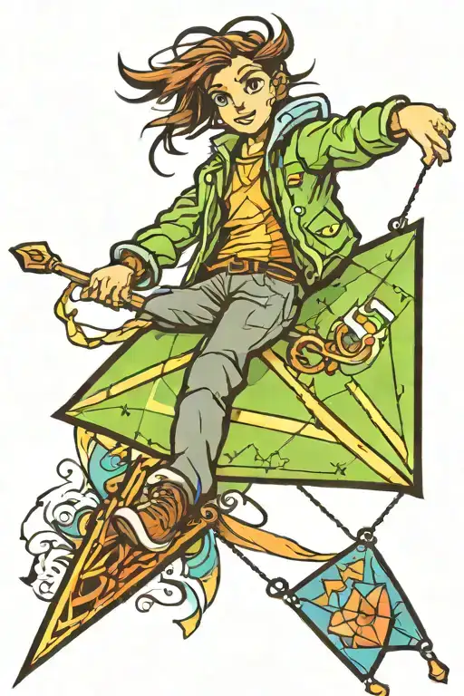 kite flying tattoo design idea