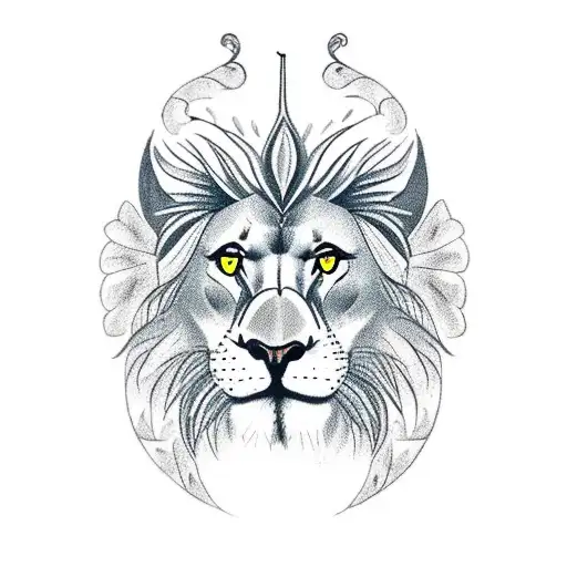 cardinal on a branch with shamrocks on branches with a background of a lion on a cliff over a cheetah, elephant and wolf tattoo design idea