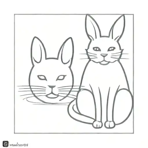 cat and bunny couple tattoo tattoo design idea