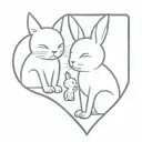 cat and bunny couple tattoo tattoo design idea