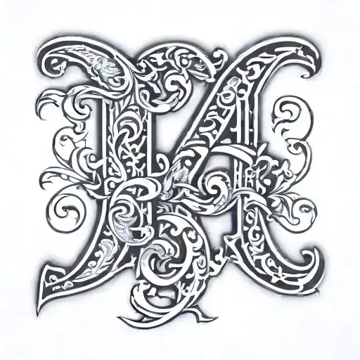 letters R N J A Z character tattoo design idea