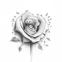 heartbeat with heart in the middle surrounded by roses and butterflies tattoo design idea