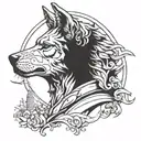 Liberty statue with wolf biting neck tattoo design idea