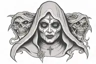 Spooky evil nun tattoo design idea