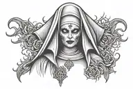 Spooky evil nun tattoo design idea