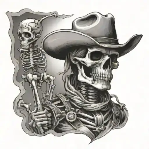 skeleton cowboy tattoo design idea