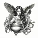 circe above cauldron tattoo design idea