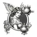circe above cauldron tattoo design idea