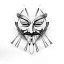 Guy fawkes mask tattoo design idea