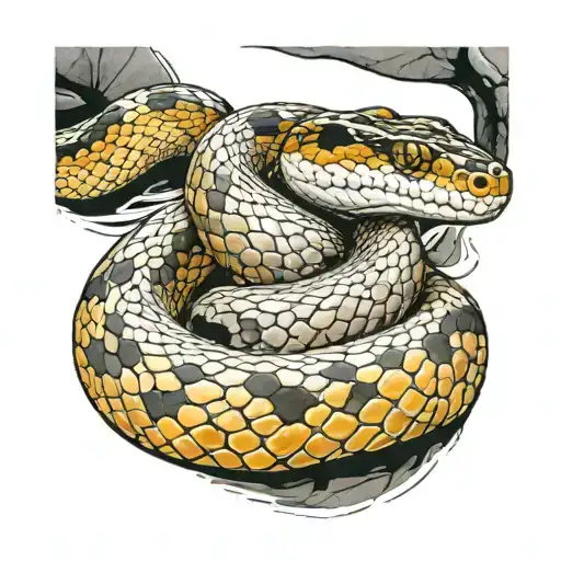 snake wrapped with background and water  tattoo design idea