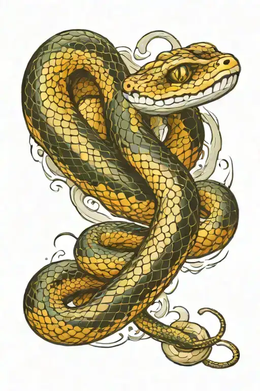 snake wrapped with background and water  tattoo design idea