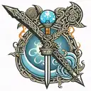 Avatar the last airbender sword with earth air water fire elemental symbols  tattoo design idea