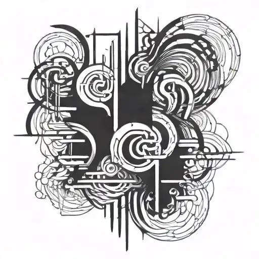 An abstract tattoo symbolizing the bond between a father and son, with architectural motifs intertwined throughout the design tattoo design idea